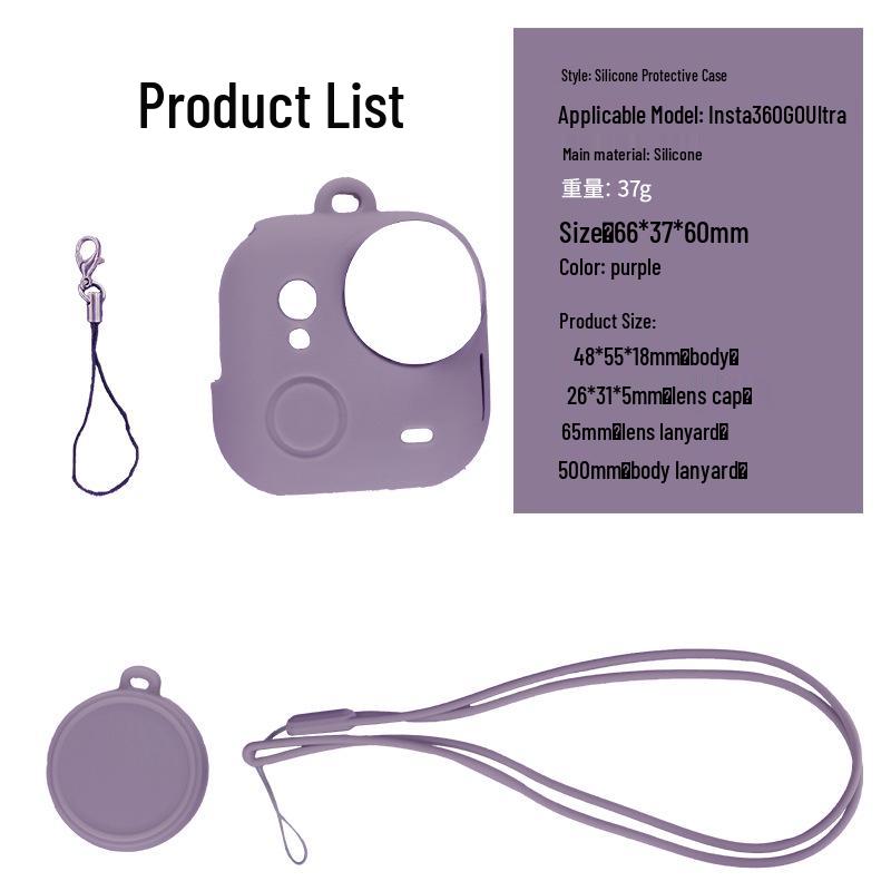 Insta360GoUltra Silicone Case: Anti-fall Shell with Lens Cap & Lanyard