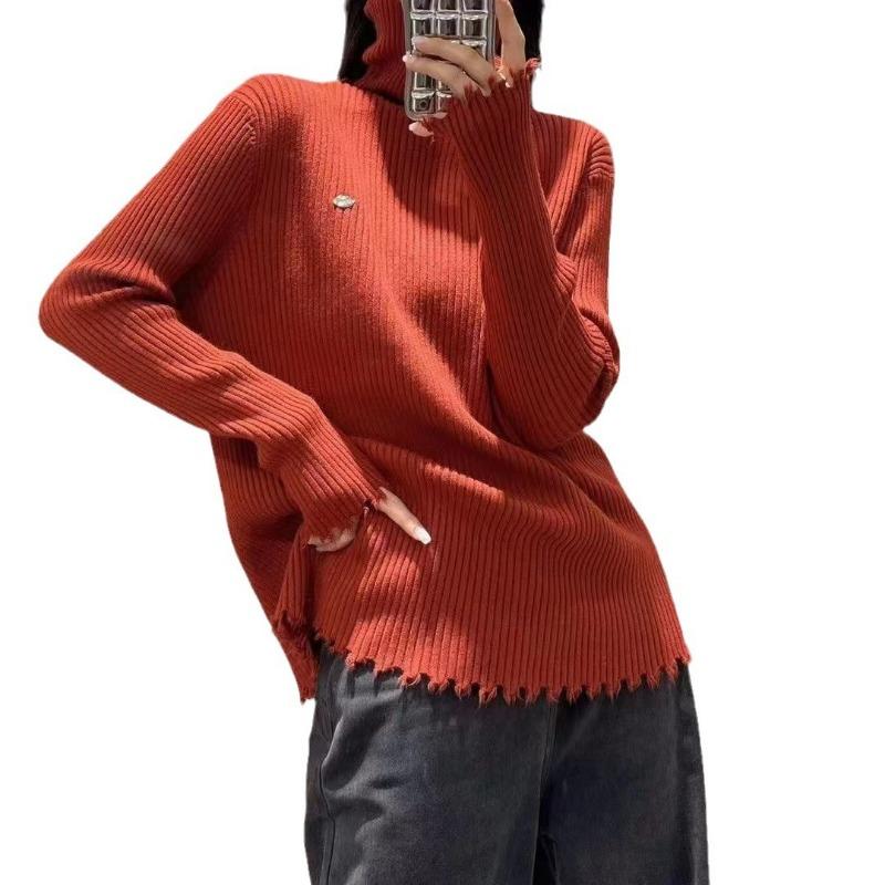 Autumn and winter new simple and versatile knitted bottoming shirt women's design sense solid color turtleneck pullover sweater inner