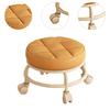 Roller Seat Rolling Stool Round Low Height Foot Rest with Wheel PU Leather for Living Room Bedside Porch Salon Pedicure Home