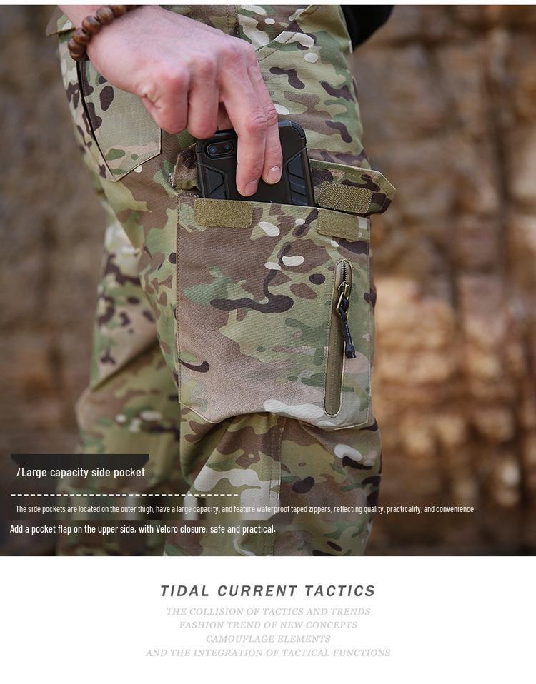 Men's Slim Fit Military Camouflage Tactical Joggers - Multi-Pocket Outdoor Training and Workwear Pants for Spring and Autumn