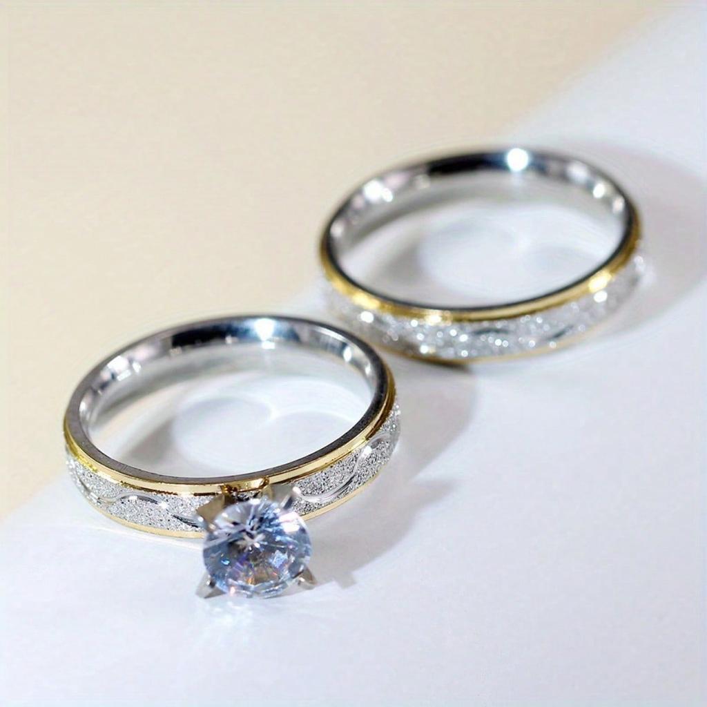 2-piece Romantic Titanium Steel Couple Ring - The Perfect Choice for Weddings and Engagements