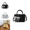 Piccola Borsa a Tracolla in PU con Ciondolo Fiocco di Perle Artificiali per Uso Quotidiano Casual Streetwear