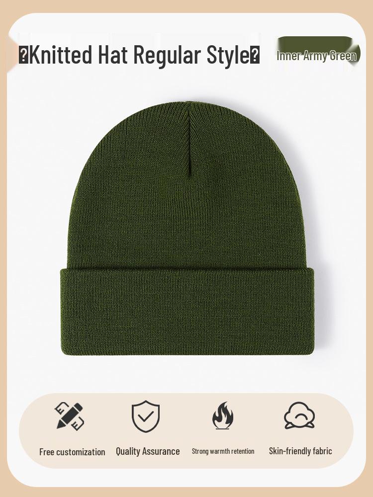 Benutzerdefinierte bestickte Herren- und Damen-Dicke Warme Strickmütze - Einfarbig, Herbst/Winter-Hut