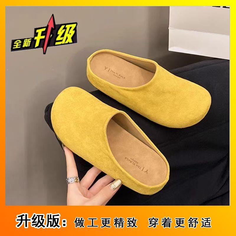 Koreanska och europeiska varor tjockbottnade bekväma matta läder vardagliga yttertofflor damers tid Boken väska huvud tofflor damers vår nya