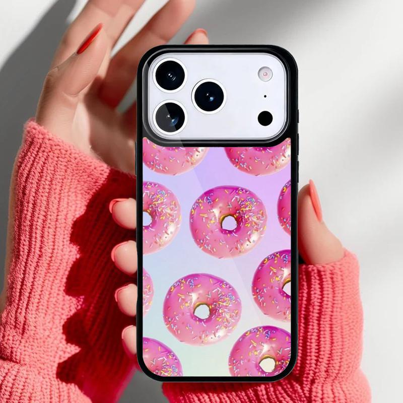 Süße Cremige Rosa Donut Handyhülle für iPhone 17 16 15 14 13 Pro Max Rückabdeckung für 12 11 Pro Hülle