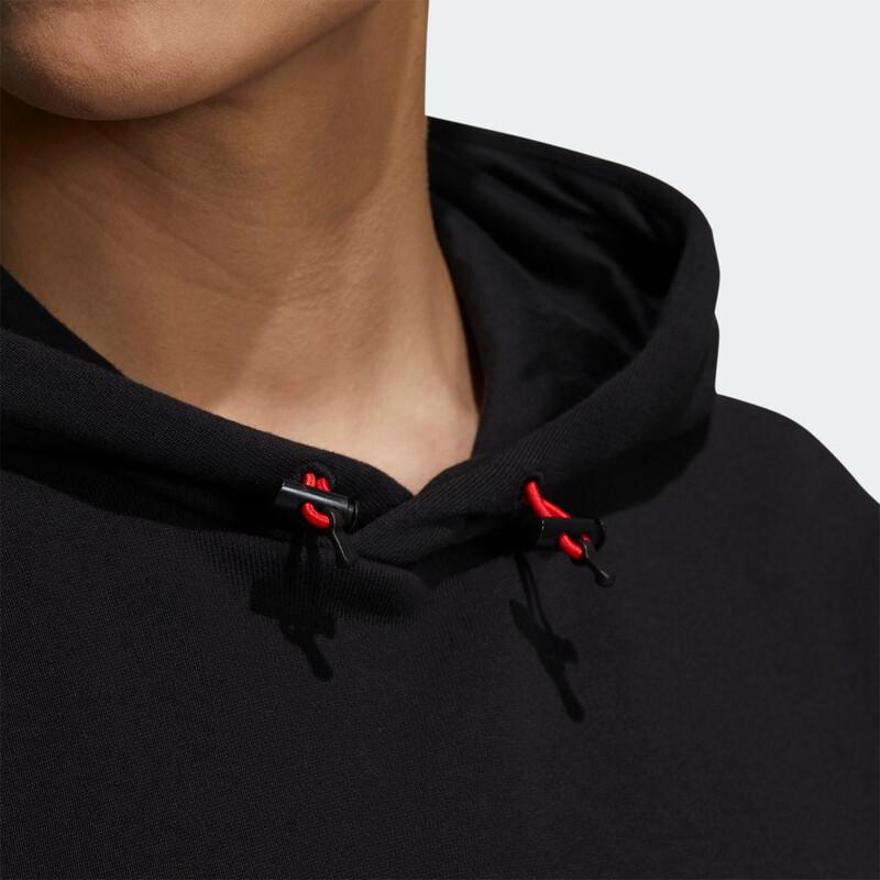 Adidas Neo Logo Print Hooded Pullover Warm Long Sleeve Sweatshirt Men Tops Black GP4829