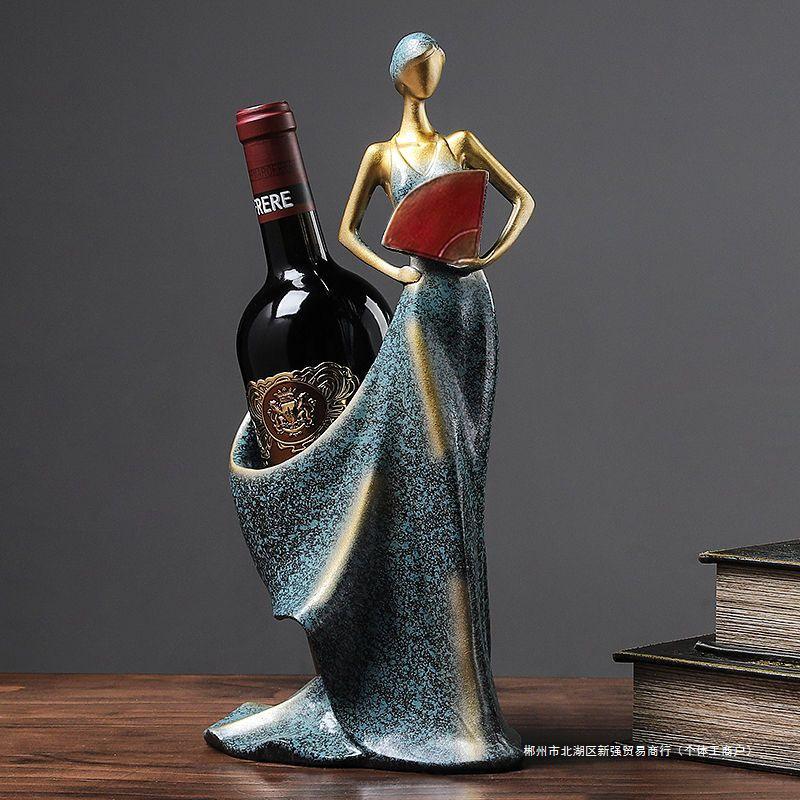 Modern Wine Cabinet Decor: Creative Red Wine Rack Handicrafts for Living Room and Entryway Display