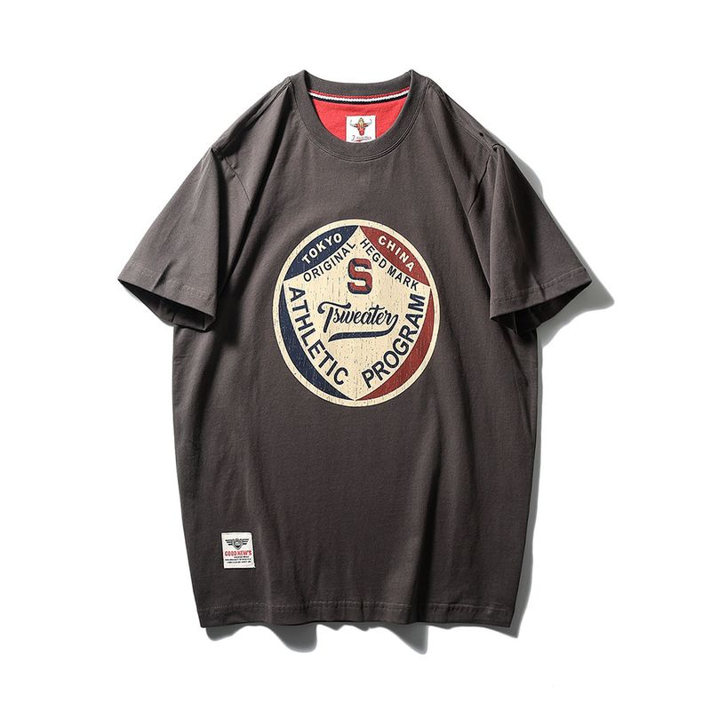 Trade Export to Domestic Sales American Retro Printed Pure Cotton Trendy Brand Short-Sleeved T-Shirt Men's Summer Base Layer Men's Clothing T-Shirt