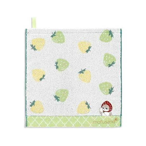 Towel Museum mofusand Strawberry Wash Towel with Loop Green Cat Cute 43-0141080 Approx. 34 x 35 cm