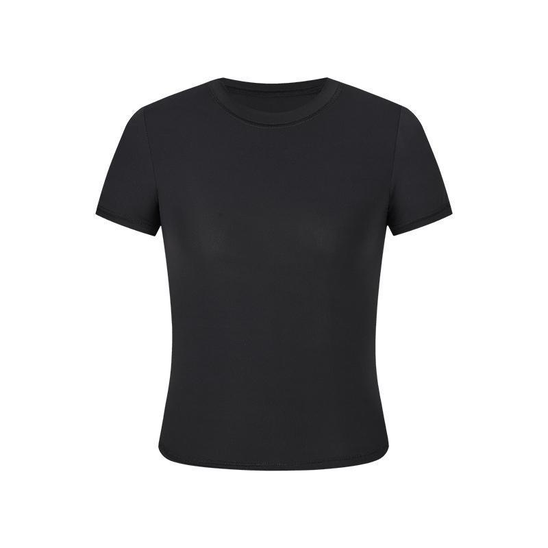 2026 Quick-Dry Slim Fit Sporty Short Sleeve Yoga Top for Women S чёрный