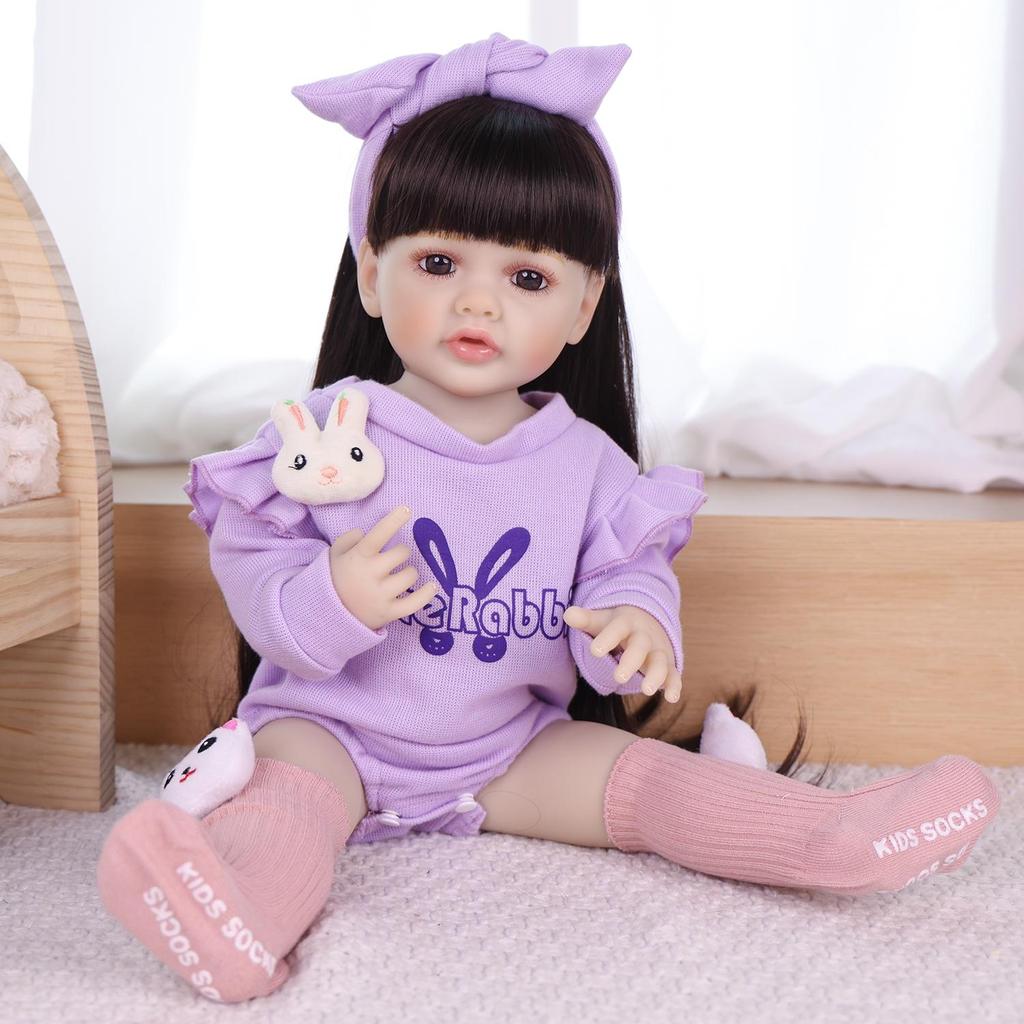55cm Realistic Reborn Girl Doll Full Silicone Vinyl Realistic Princess Babies Dolls Kids Christmas Halloween Decoration Gifts