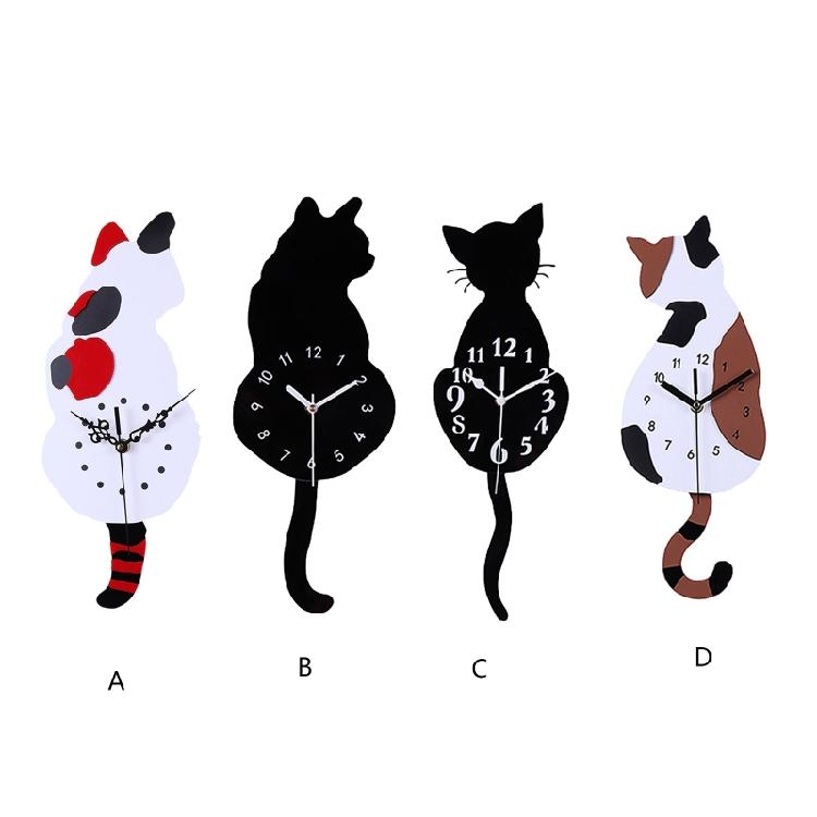 3D Motion for Cat Wall Clock Acrylic Easy to Read for Indoor Hotel Home Cafe Dec