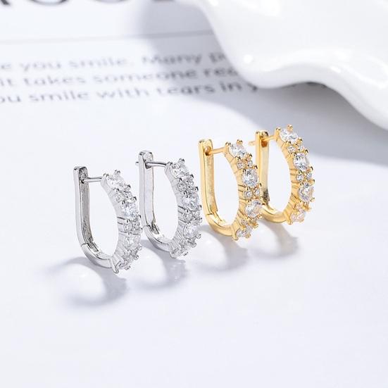 1 Pair Ear-buckle Earrings, Circle Earrings with Dazzling Cubic Zirconia, Layered Design Easy to Wear Round Earrings for Daily Wear
