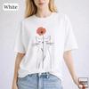 Loose Crew Neck Minimalist Line Art Cat And Floral Print Cute Gift For Cat Lovers Aesthetic Casual Daily Tops Multicolors