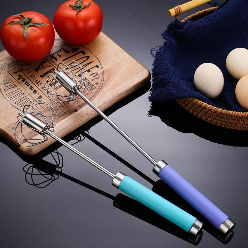 Stainless Steel Household Semi-Automatic Rotating Egg Beater Push-Type Egg Cream Baking Stirring Stick Manual Egg Beater