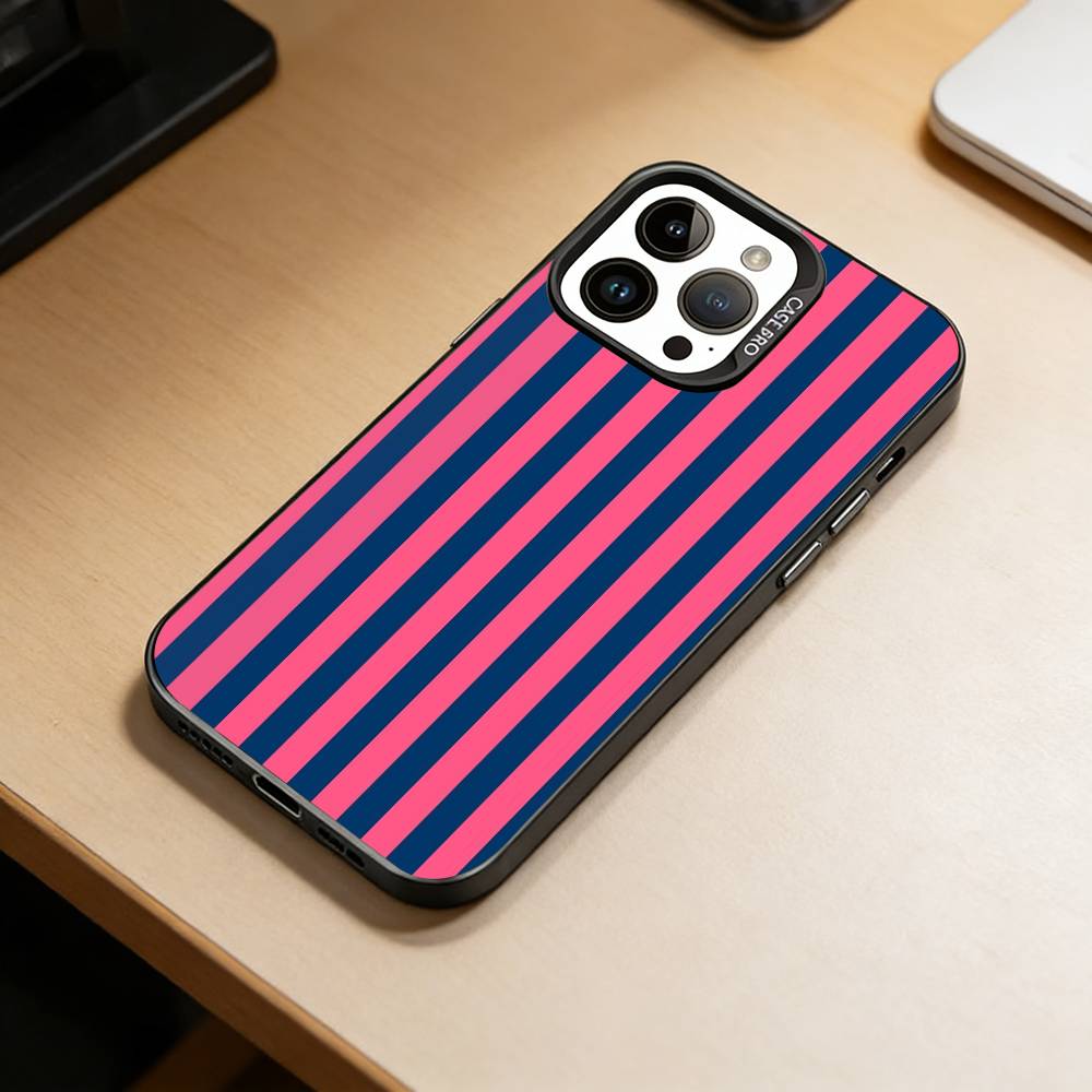 M-Multicolor Stripes  Phone Case For iPhone 17,16,15,14,13,12,11 Plus,Pro Max,XS,Colorful Silver Black Cover