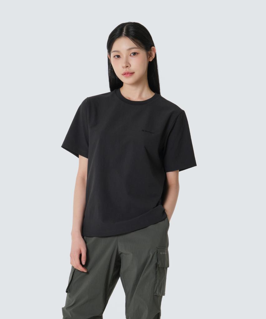 SNOWPEAK APPAREL Classic Woven Women'S Short Sleeve T-Shirt (S26Mwtts17) Black