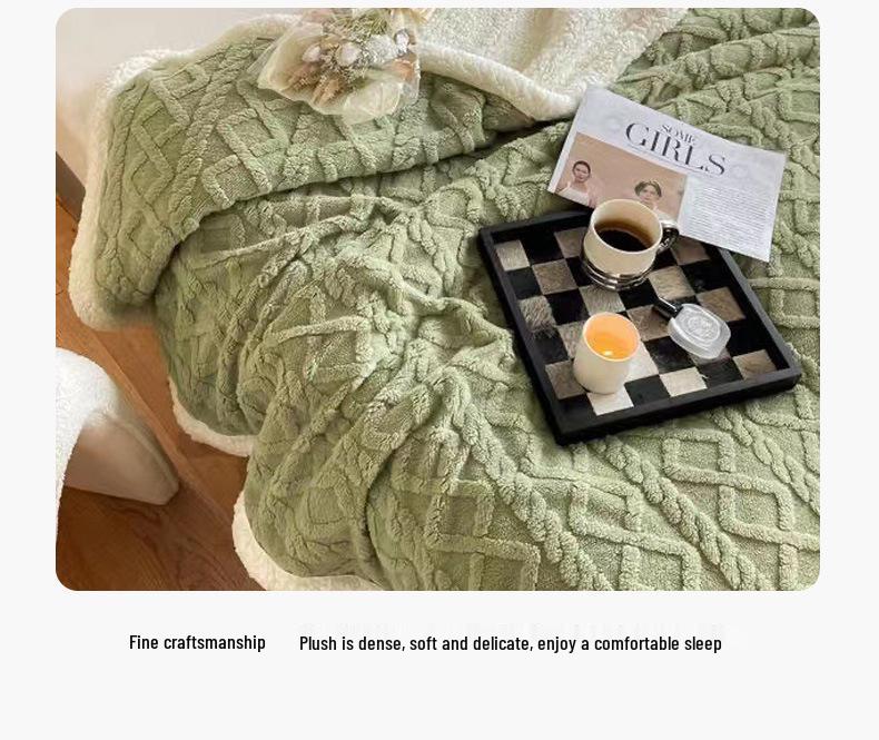 Portable Taffeta & Lambswool Nap Blanket for Students and Offices