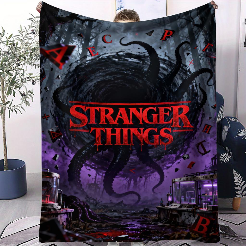 1PC Sci-Fi Horror S-Stranger T-Things Blanket Soft Warmth Flannel Throw Multifunctional Blanket Cozy Home Decorative Fans Gift