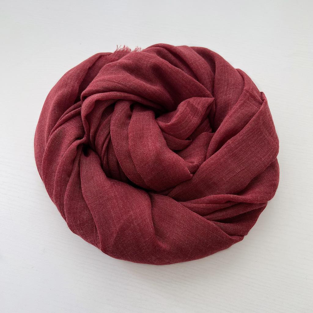 Herbst und Winter vielseitiger langer einfarbiger Baumwoll- und Leinen-Schal Damen Japanischer Retro Kälteschutz warmer Strickschal