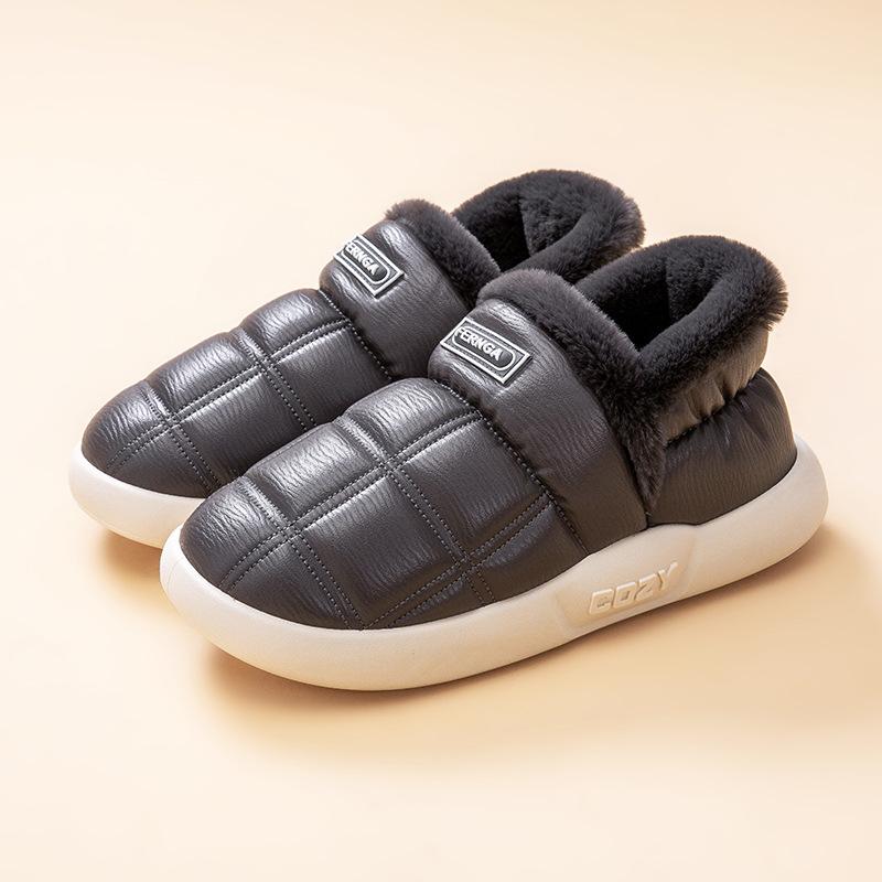 

Водонепроницаемые хлопковые тапочки мужские 2024 года, новые домашние и уличные нескользящие и дезодорирующие осенне-зимние хлопковые туфли женские с сумкой на каблуке 46-47