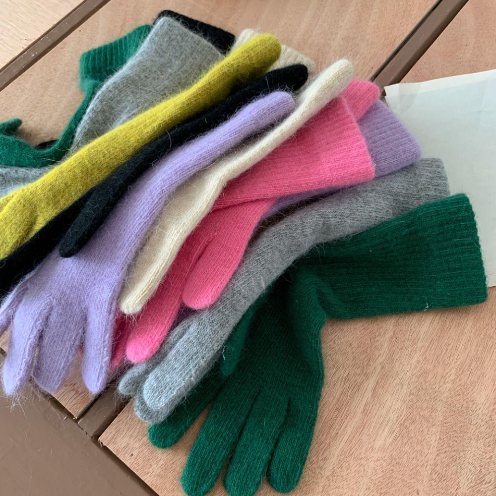 Thickened Autumn Winter Warm Gloves Striped Knitted Gloves Women's Fashion Thermal Knitted Gloves