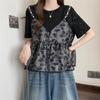 Summer French and Western Style Fake Two Short Sleeved T-shirts for Women's Unique Tops