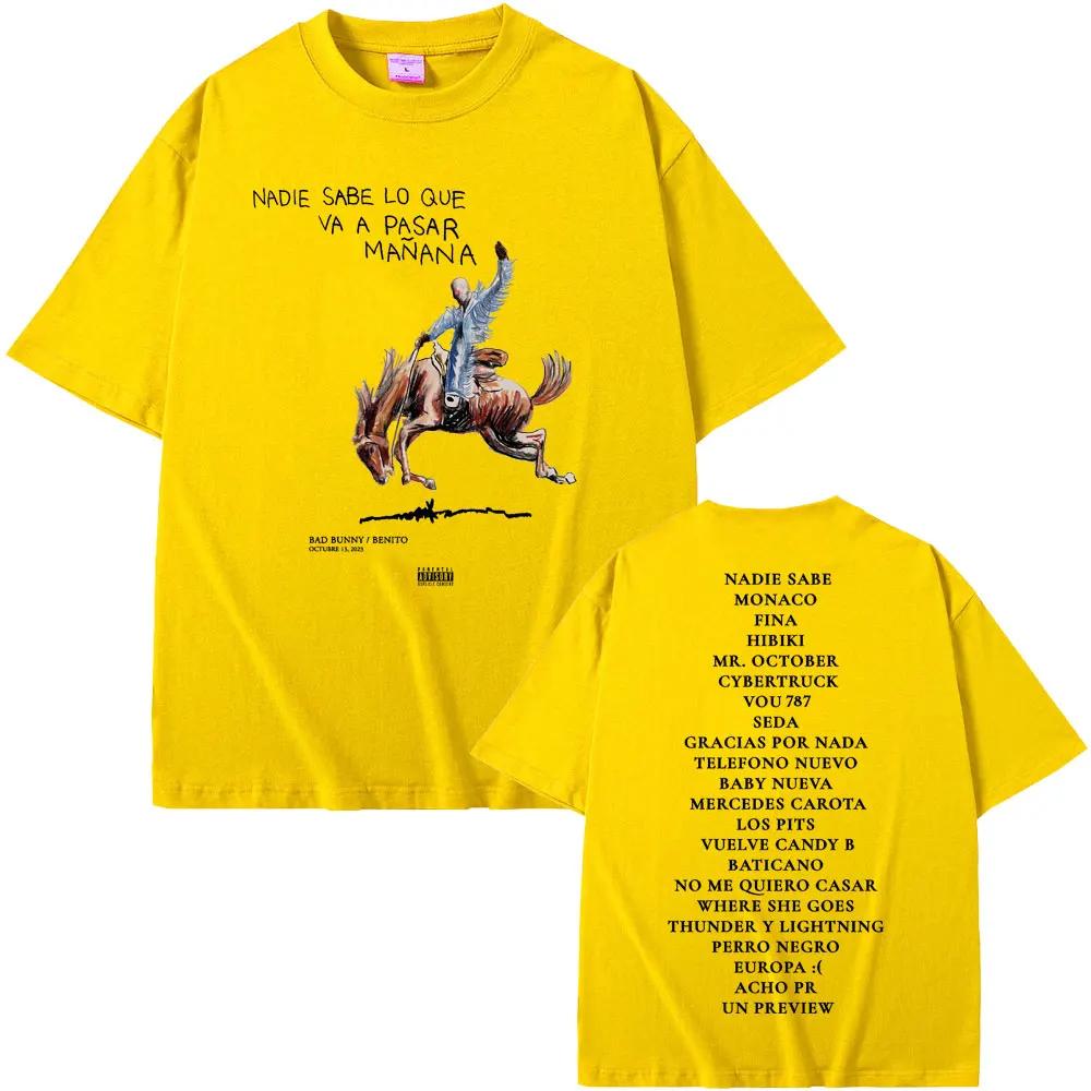 

Рэпер Bad Bunny Nadie Sabe Lo Que Va A Pasar Mañana Альбом Графические футболки Мужские Женские Футболки Мужские Хип-хоп футболки 4XL