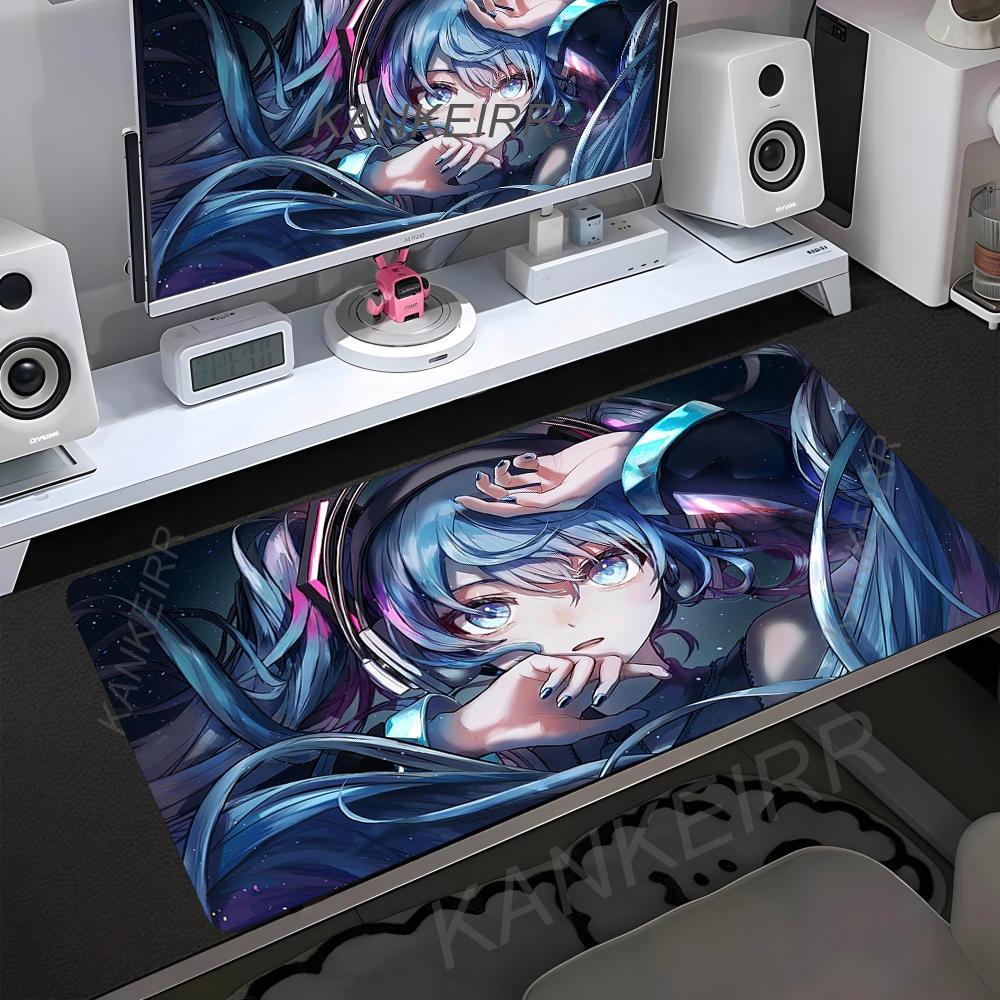 Popular virtual diva H-Hatsune Cute Miku Mouse Pad Non-Slip Rubber Edge Locking Mousepads Game Play Mat for Notebook PC Computer