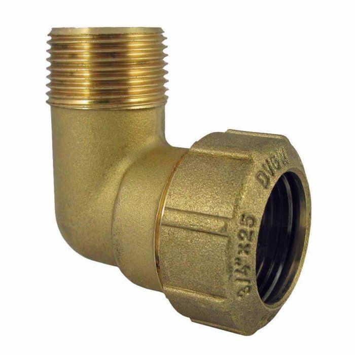 Raccord PE Laiton, Coude 90°, 32mm x 1 Pouce