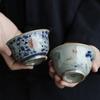 1 Pc Chinese Blue and White Porcelain Tea Cup Vintage Handmade Teacup Ceramic Tea Bowl TeawarePersonal Meditation Cup 90ml