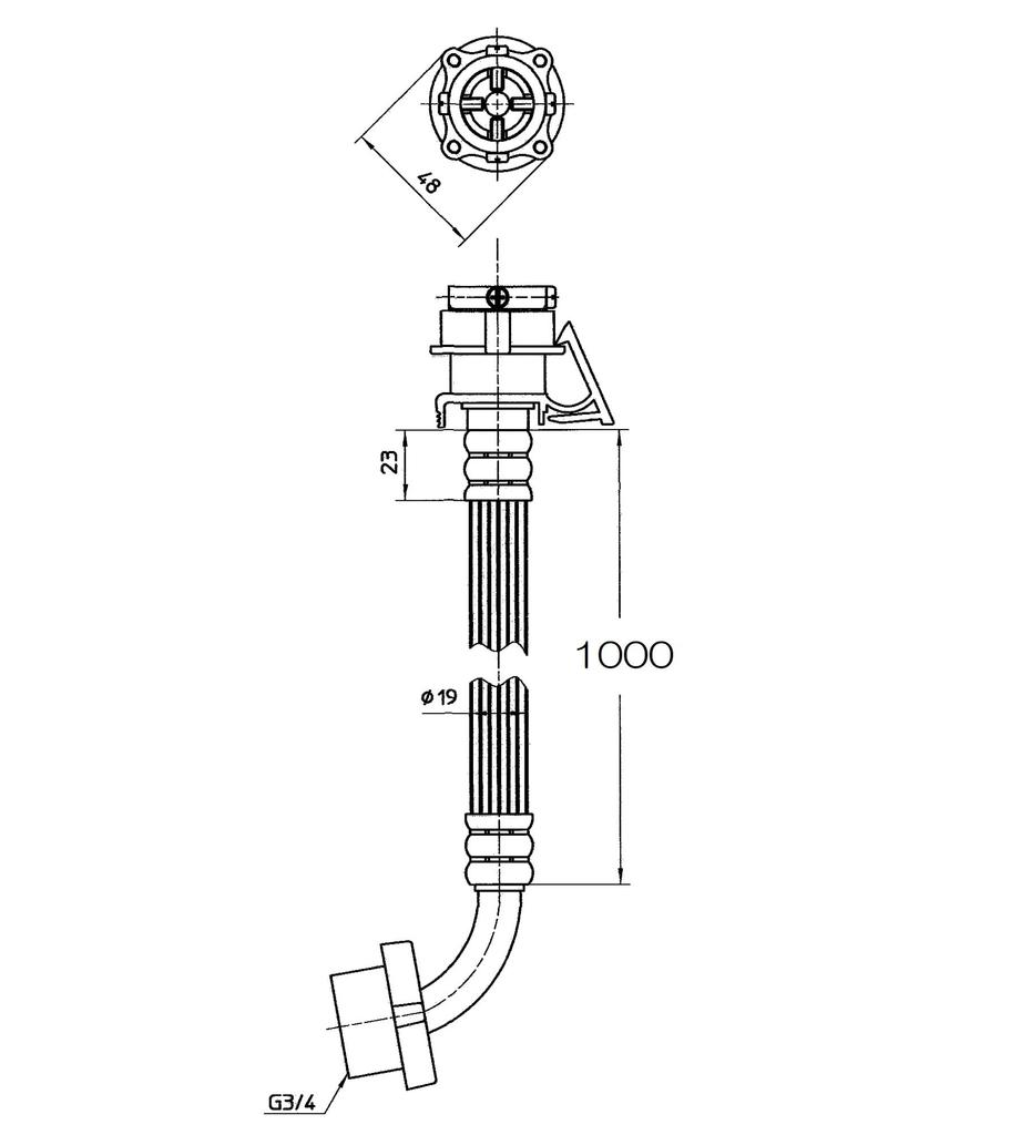 SANEI Automatic Washing Machine Water Supply 1m with Prevents from Coming Hose, Long, Outlet, One-touch Connection, Flange, Loose, PT17-1A-1M
