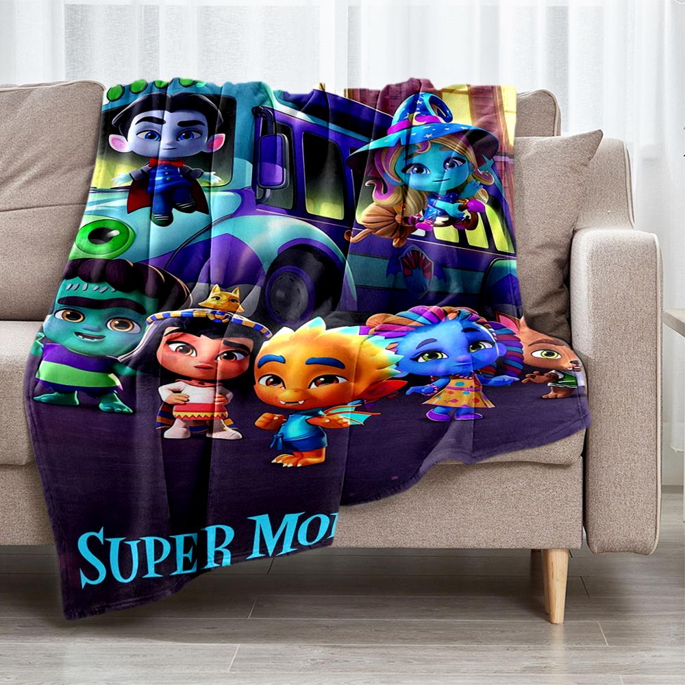 Super Monsters Theme Printed Blanket - Perfect for Couch, Bed, Travel & Outdoor Use | Machine Washable, Cozy & Durable.