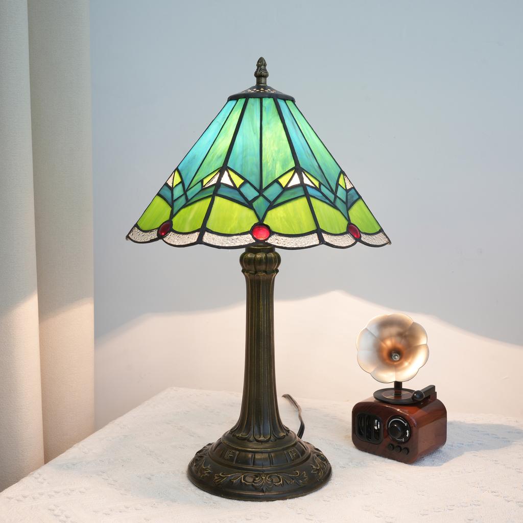 Modern Stained Glass lamp 12 Inches Bedside Table Lamp for Living Room Bedroom Dorm Kitchen Home Decor Festival Birthday Gift
