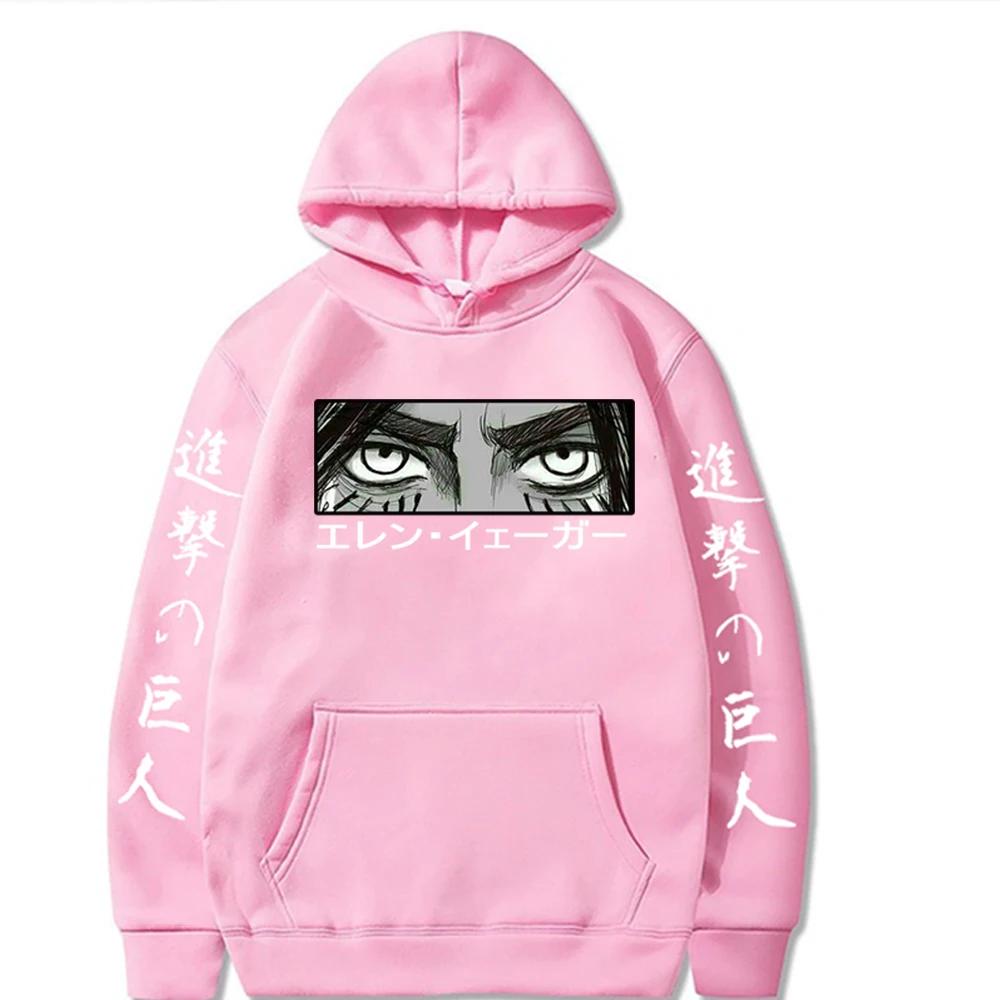 Autumn Winter Japan Anime Attack on Titan Hoodies Pullover Women Men Eren Yeager Eyes Long Sleeve Oversize Hoodies