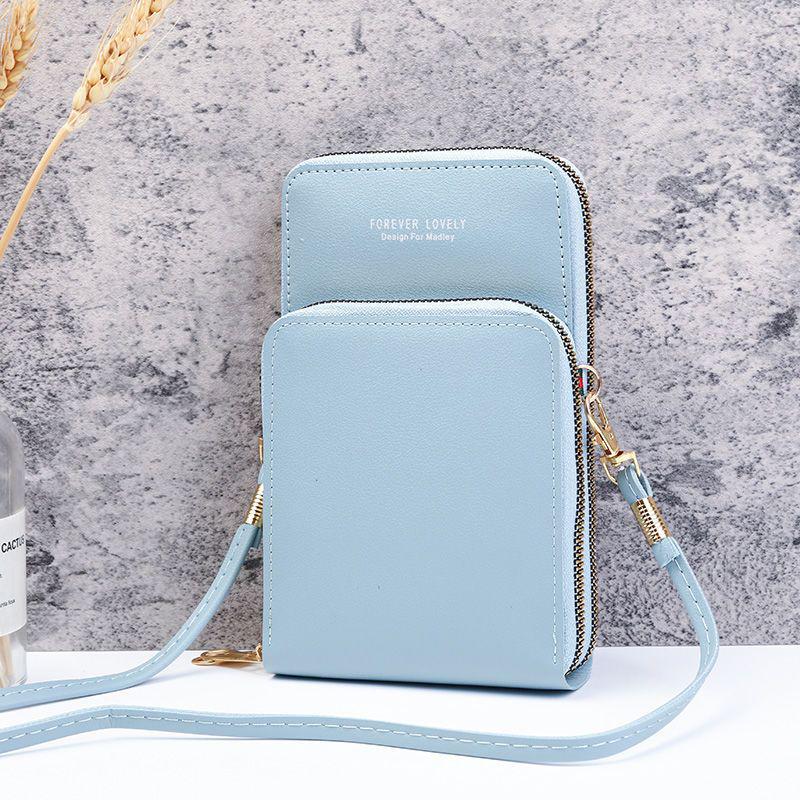 Korean-Style Women's Crossbody Phone & Cosmetic Bag: Touchscreen, Double Layer, Large Capacity