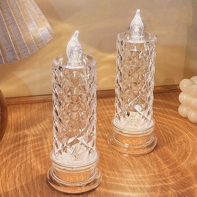 1/5 Stück LED Faux Kristall Kerzenlicht Rosenschatten Elektrische Flammenlose Flackernde Simulationskerzenlampe Jubiläum Hochzeit Weihnachtsdekoration