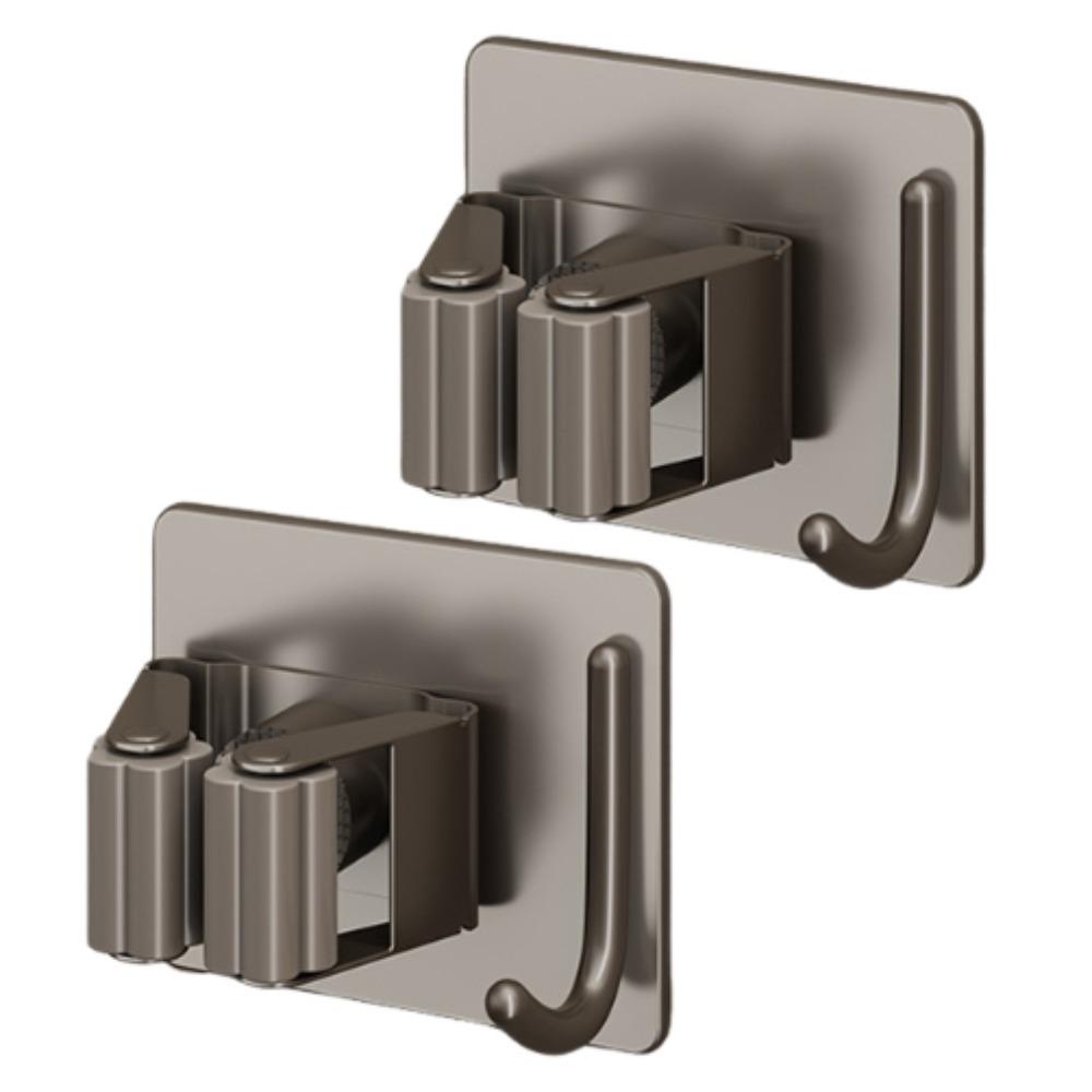 2Pcs Rust-Proof Wall Mounted Broom Stand Space Saving Mop Storage Clamp Mop Clip Rack  Household