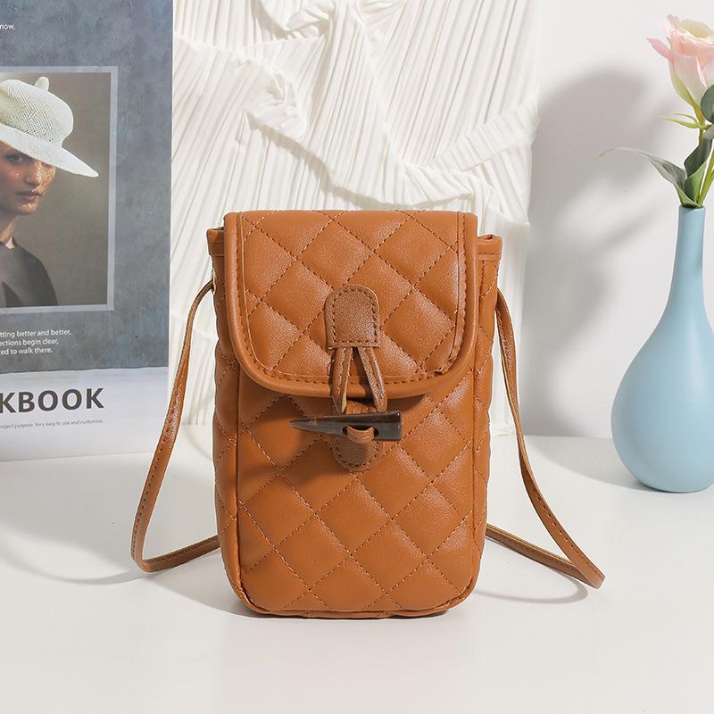 Casual embroidery rhombus shoulder messenger mobile phone bag, a new versatile women's bag