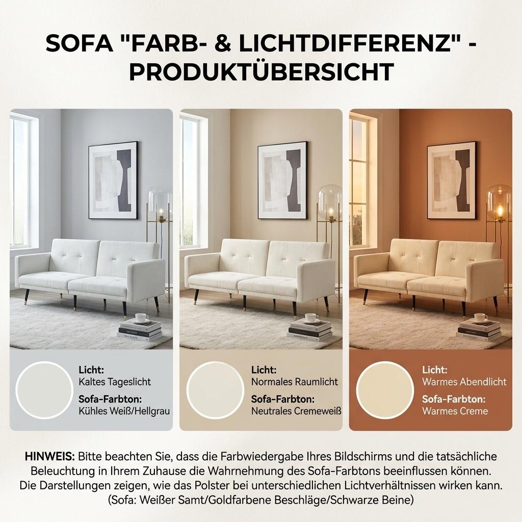 2-in-1 Sofa Bed, Multifunctional Folding Sofa with Adjustable Backrest, Convertible Sofa for Living Room & Bedroom, Beige