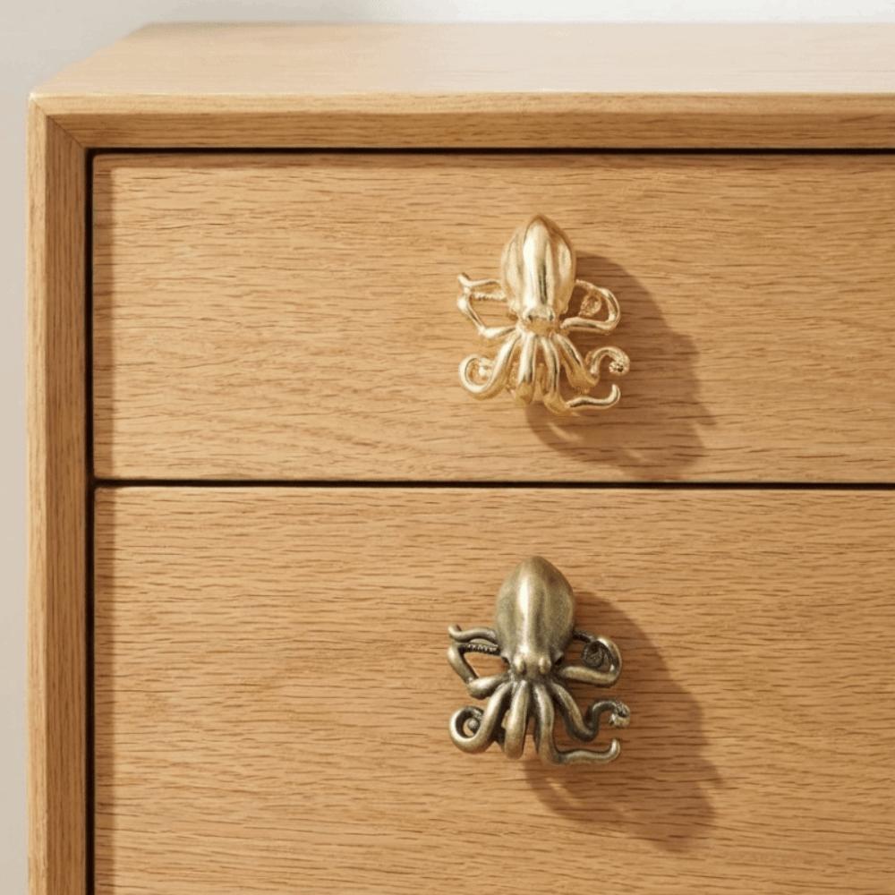 Furniture Hardware Octopus Brass Handle Vintage Wardrobe Drawer Pulls Cabinet Door Knobs  Window