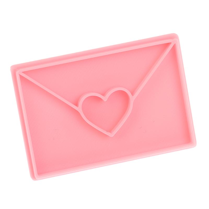 Envelope With Love Heart Shaped Cookie Cutters Stamps Flower Petal Pattern Biscuit Embosser Mould Fondant Baking Decorating Tool