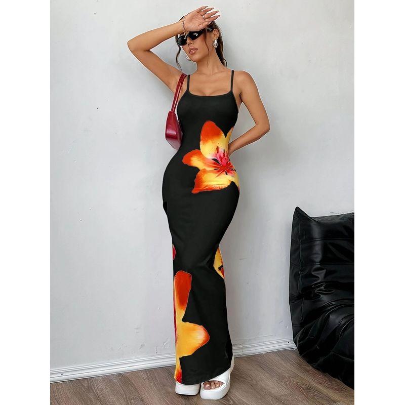Tailored and Tight Long Dress with Camisole Sling Slim Fit Skinny Long Dress
