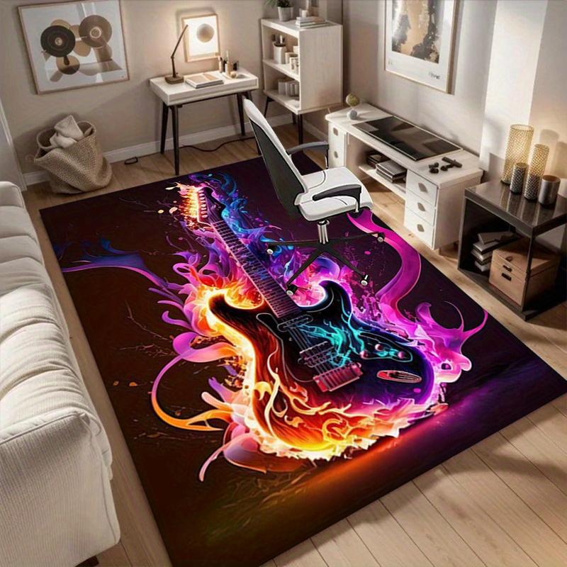 1pc. Colorful Electric Guitar Abstract Art Print Home Decor Rug Office Carpet Chair Mat Outdoor Gift