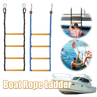4 Step Boat Ladder Rope Ladders Auxiliary Boarding Rope Ladder Reusable Portable Nylon Boat Ladder for Inflatable Boat Kayak