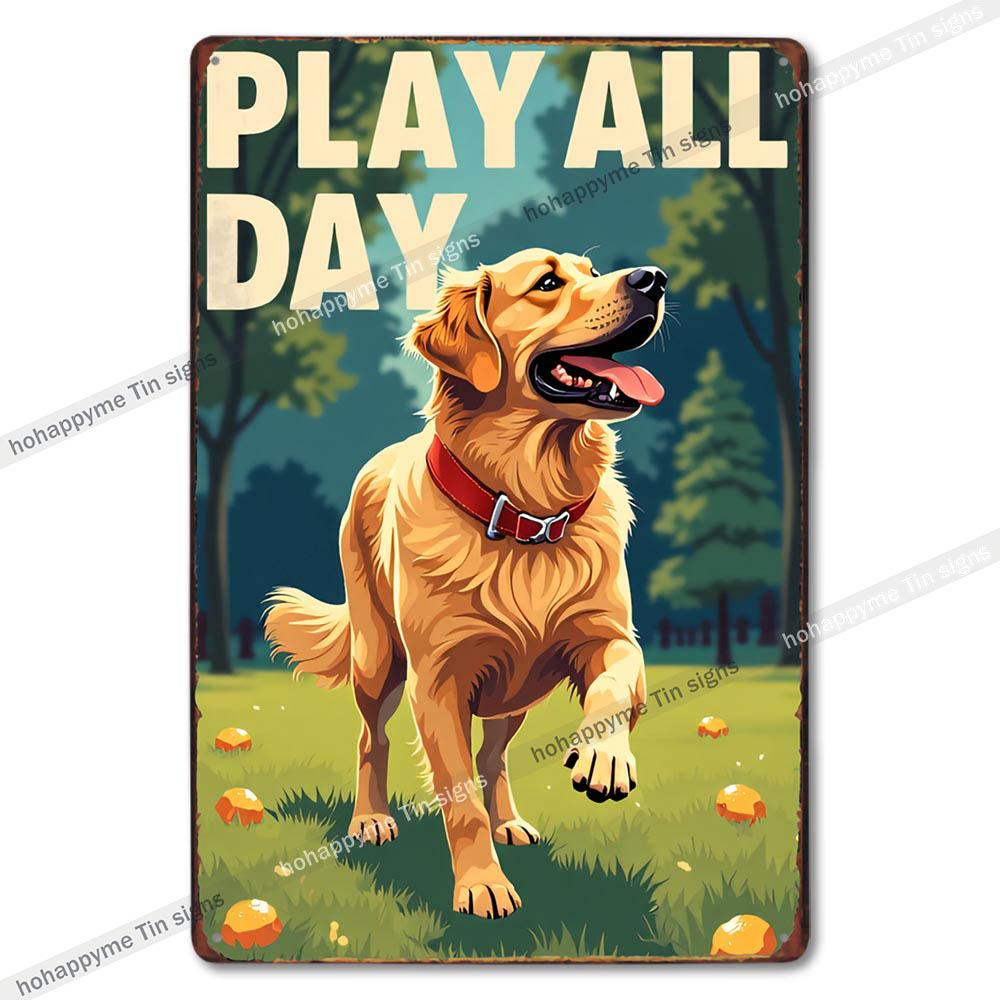 Vintage Cute Dog Themed Metal Tin Sign Retro Funny Puppy Wall Art Decor for Home Pet Shop Man Cave Rustic Iron Painting Plaque