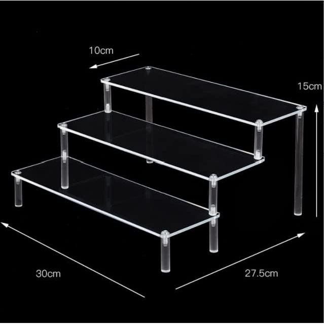 ENN LLC Figure Display 3-Tier Riser Acrylic Stand 30cm Wide Clear