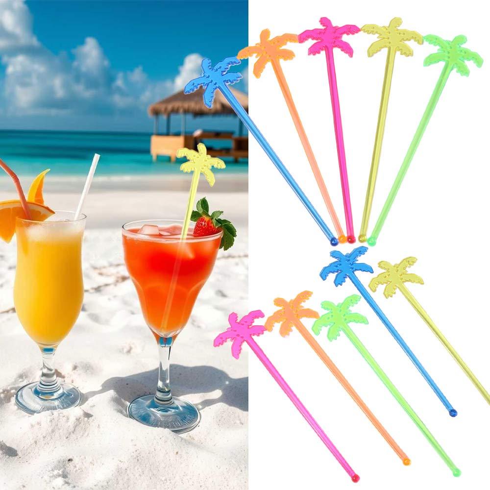 50pcs Colorful Coffee Beverage Stirrer Tropical Summer Juice Drink Stirrers  Party Favors