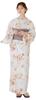 Dita Yukata Set with Obi In and Featuring a Watercolor and Floral Elegant and Easy To Dress by Yourself Free Women's 5-Piece (Heko Obi) Orange, White,