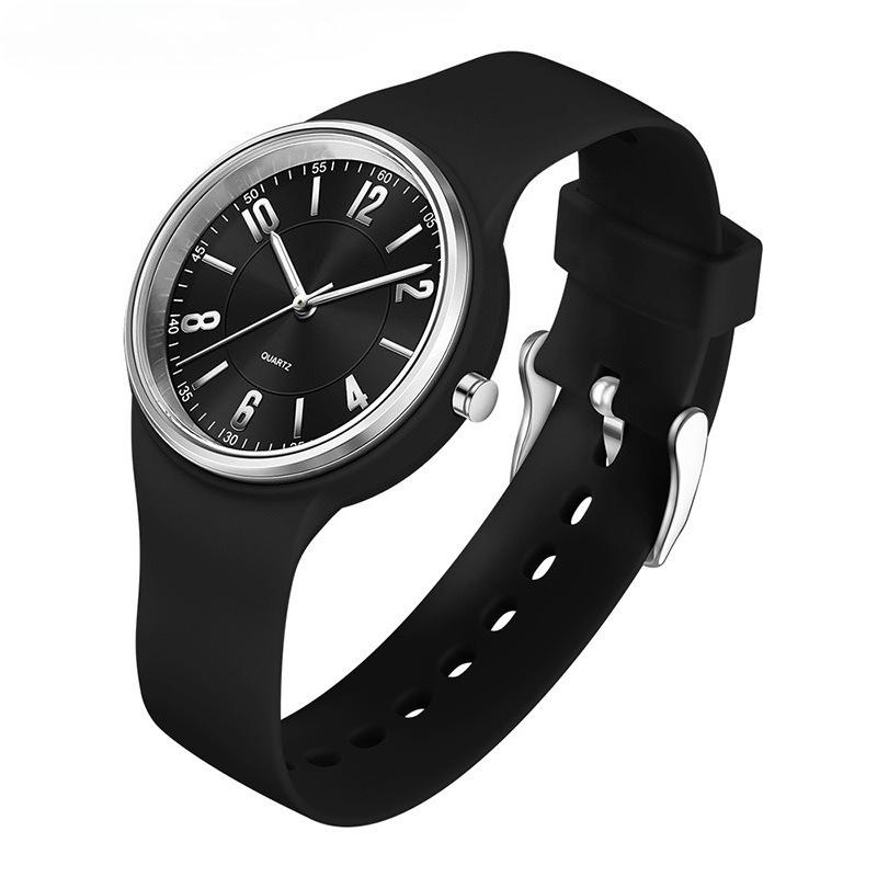 Women Quartz Watch Simple Dial Silicone Strap Waterproof Luminous Display Student Wristwatch